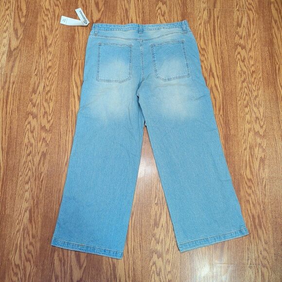 NO Boundaries Jeans Women’s Size 18 Light Enzyme W Tint Denim Wide Leg Zip NEW - Picture 14 of 15